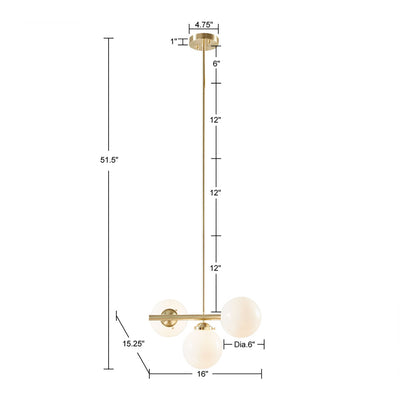 INK+IVY 3-Light Chandelier with Frosted Glass Globe Bulbs