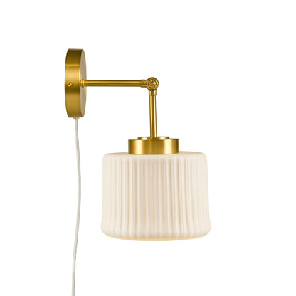 INK+IVY White Ceramic Wall Sconce with Adjustable Swing Arm
