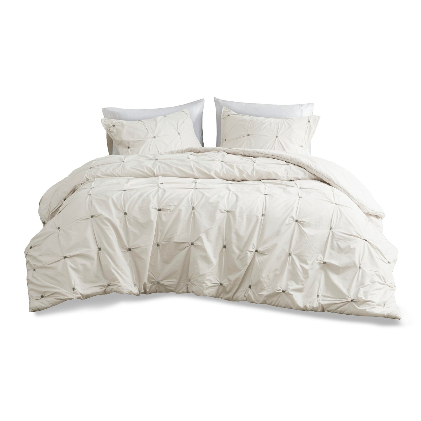 INK+IVY 3 Piece Elastic Embroidered Cotton Comforter Set