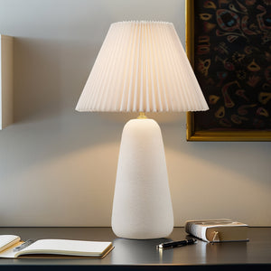 Veluna Textured Ceramic Table Lamp with Fluted Fabric Shade
