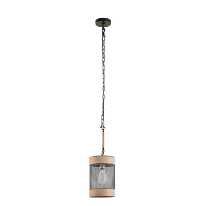 INK+IVY Natural Rope and Metal Mesh Cylinder Pendant