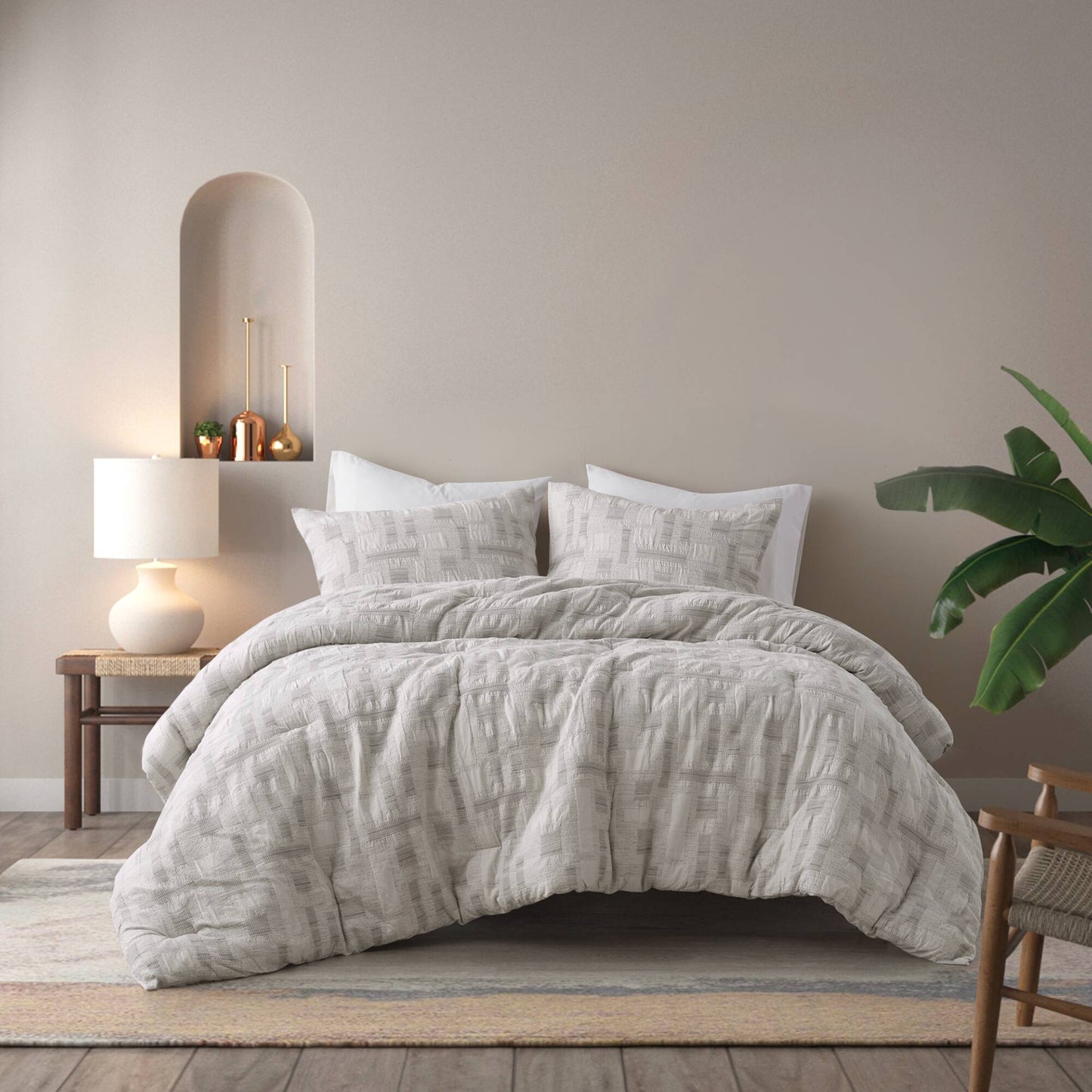 INK+IVY 3 Piece Cotton Jacquard Duvet Set