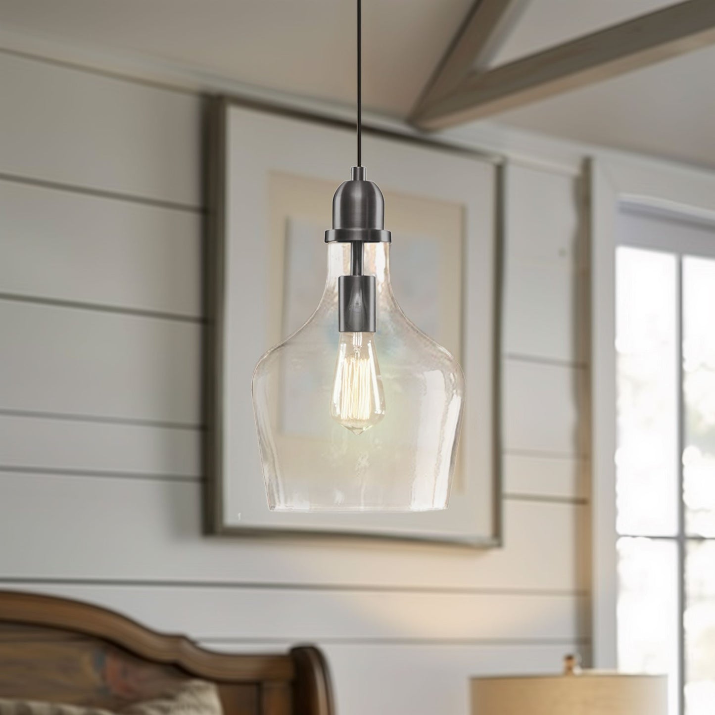 INK+IVY Auburn Bell Shaped Hanging Glass Pendant Light