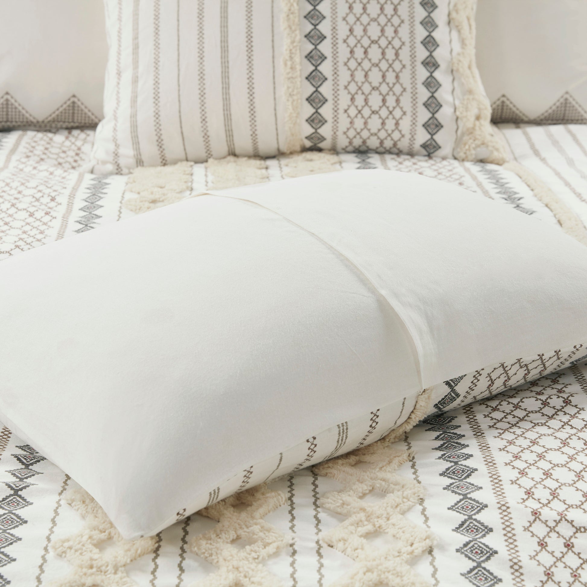 INK+IVY Cotton Printed Duvet Cover Set with Chenille