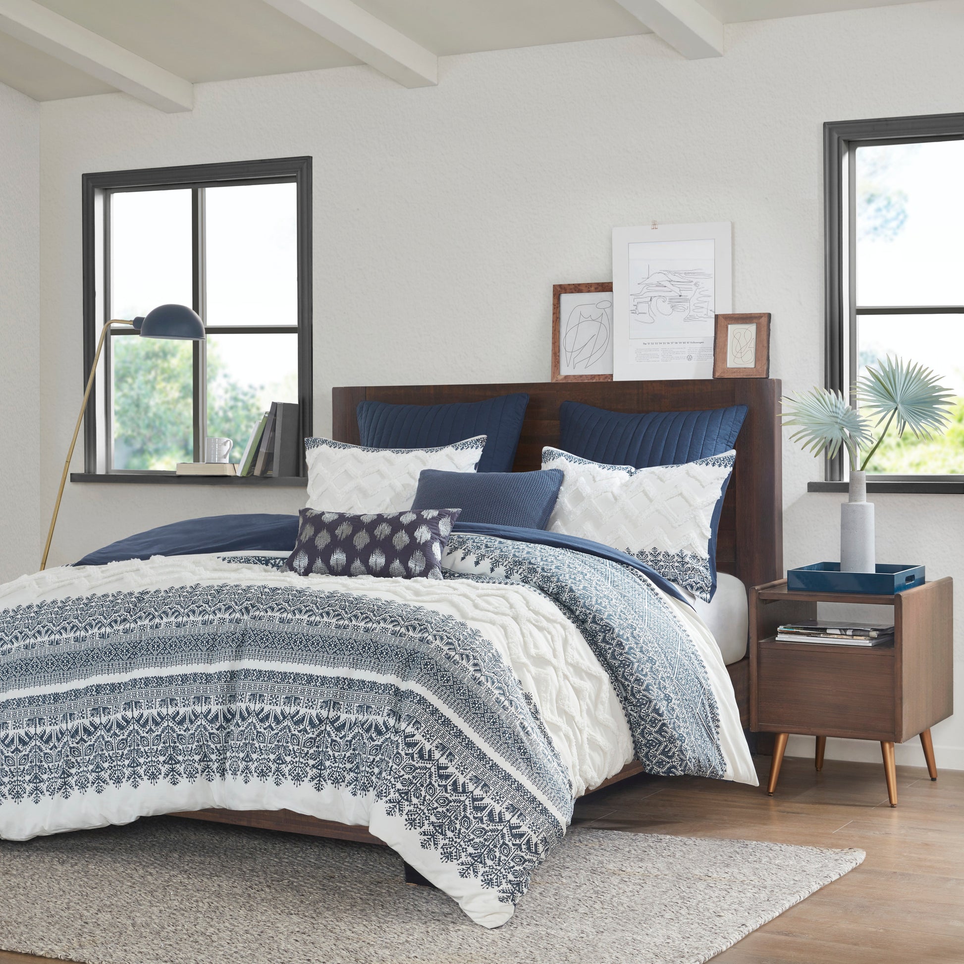 INK+IVY 3 Piece Cotton Duvet Cover Set with Chenille Tufting