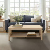 Ashlyn  2-Tier Coffee Table with Rattan Sides & Spacious Open Shelf Storage