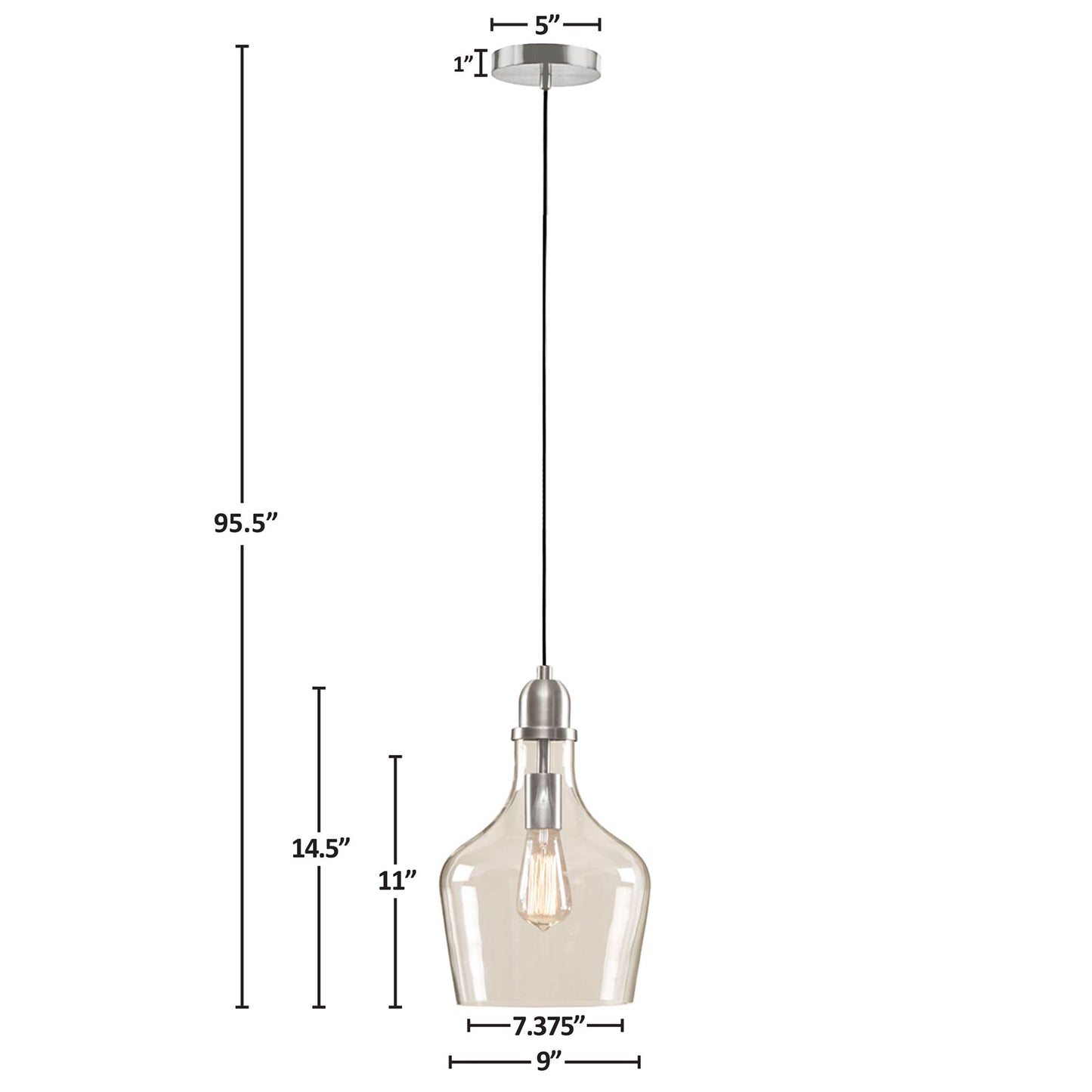 INK+IVY Auburn Bell Shaped Hanging Glass Pendant Light