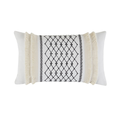 INK+IVY Embroidered Cotton Oblong Pillow with Tassels