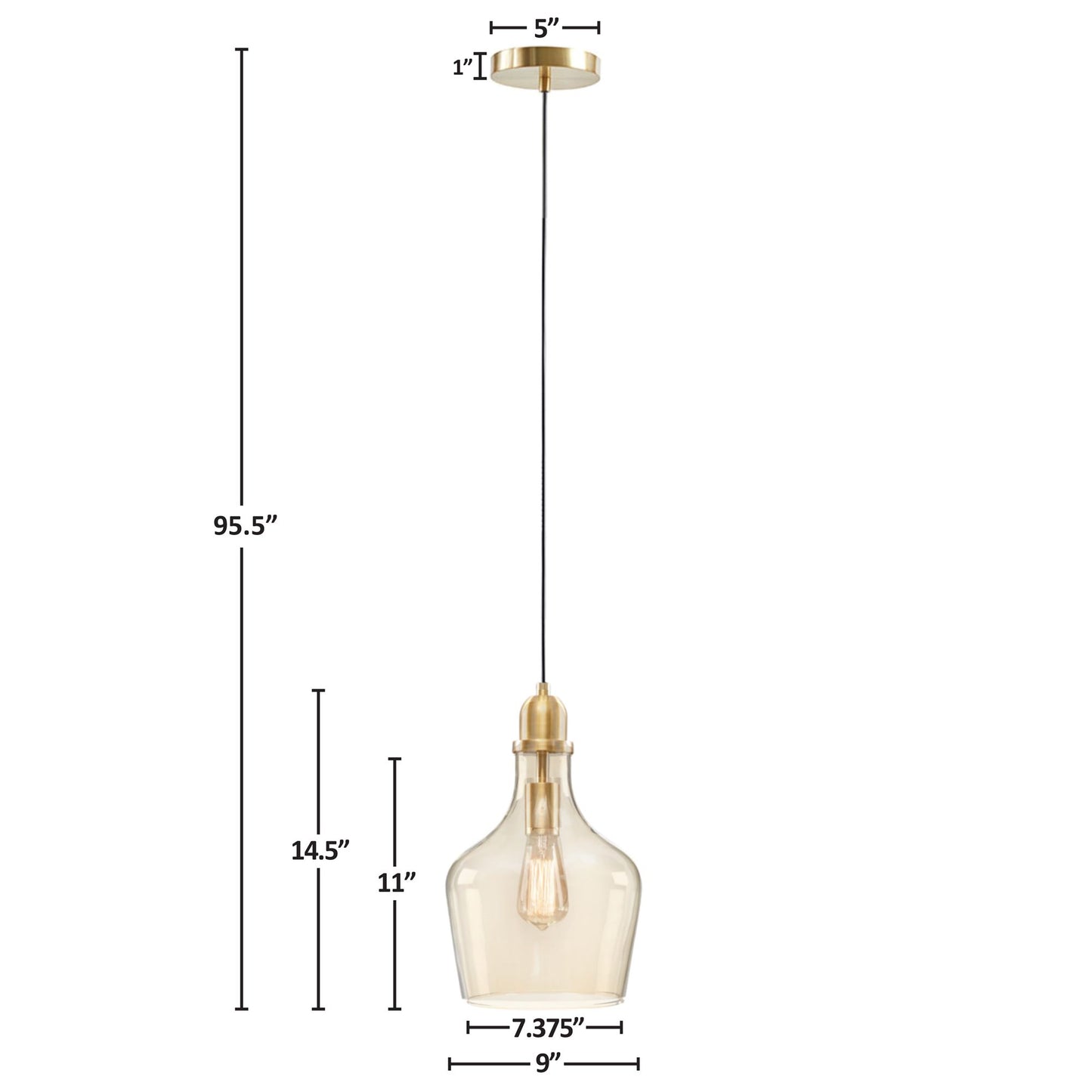 INK+IVY Auburn Bell Shaped Hanging Glass Pendant Light