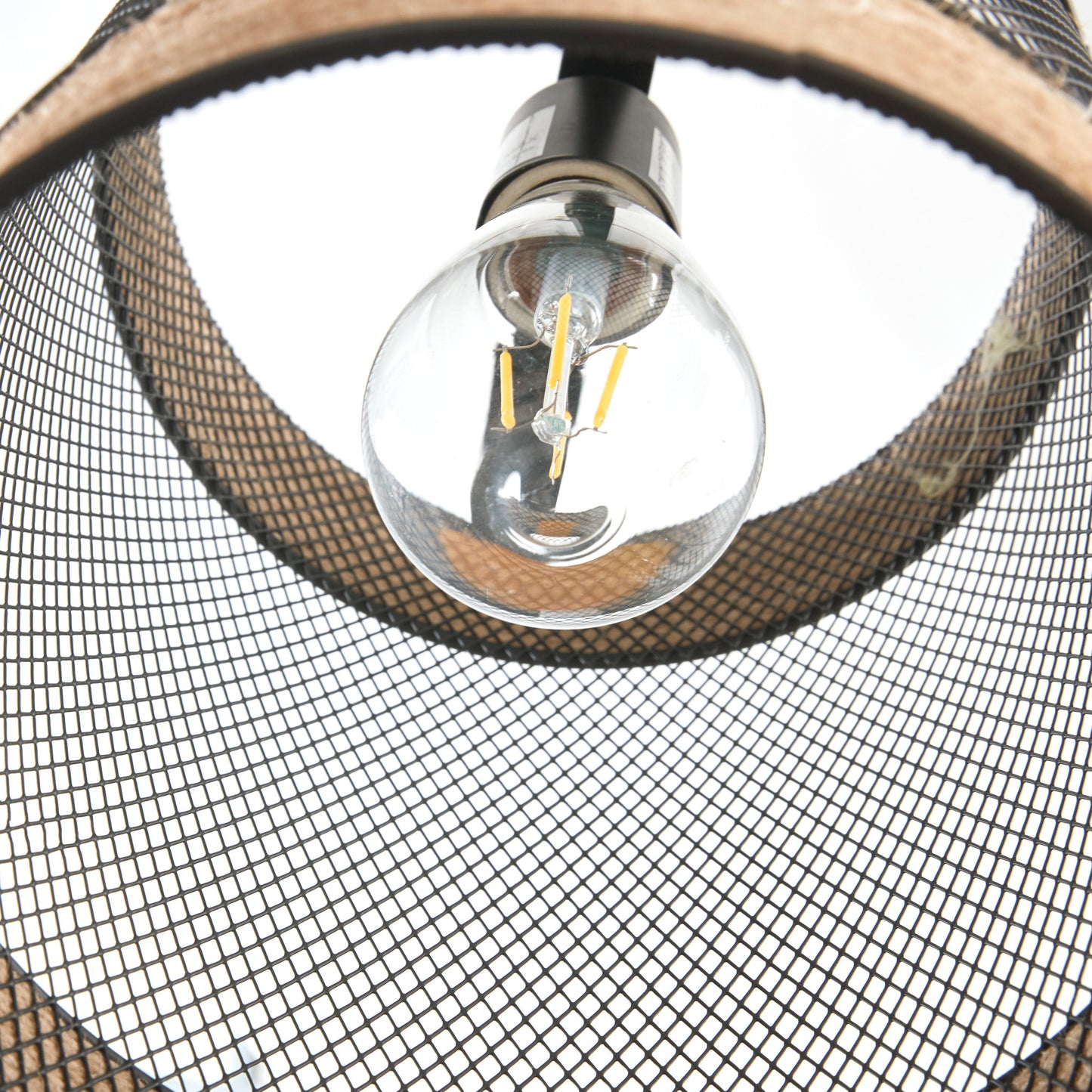 INK+IVY Natural Rope and Metal Mesh Cylinder Pendant