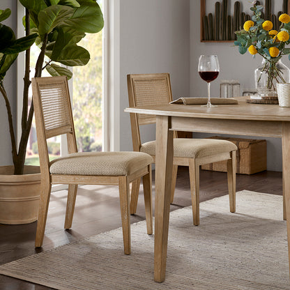 Kelly Rattan & Wood Dining Chair Set of 2