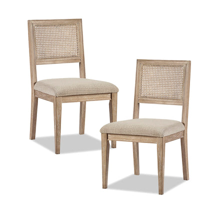 Kelly Rattan & Wood Dining Chair Set of 2