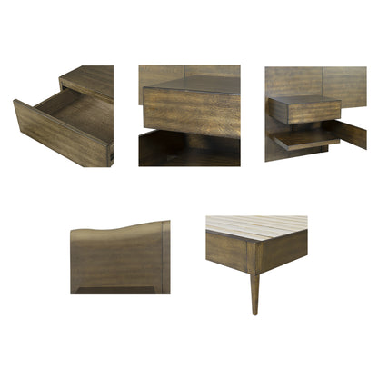 Clark Platform Bed frame with Live-Edge Headboard and Built-in Nightstands/Drawers