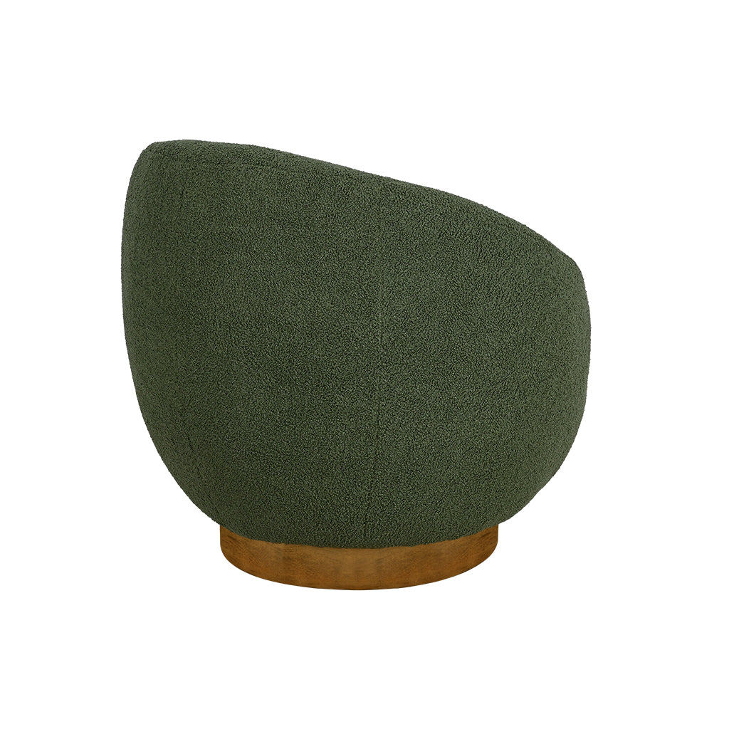 Jessel Shearling Sherpa Swivel Chair with Wood Base