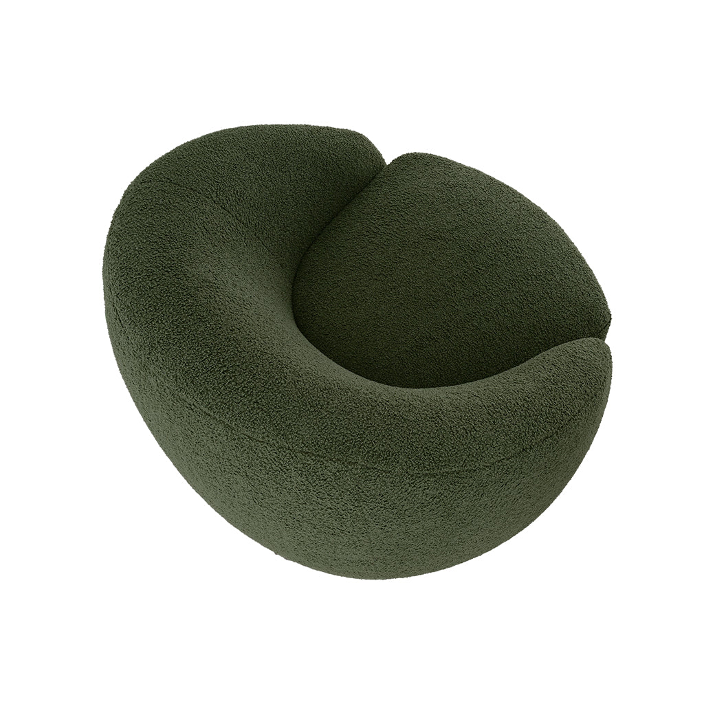 Jessel Shearling Sherpa Swivel Chair with Wood Base