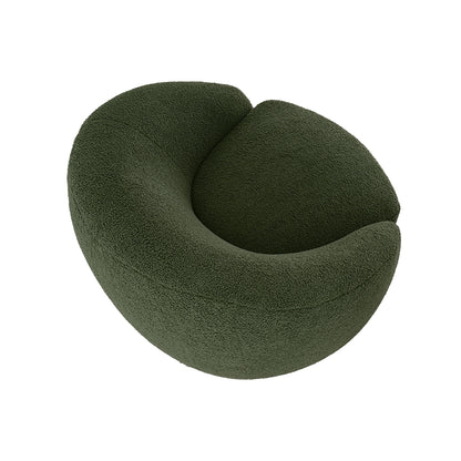 Jessel Shearling Sherpa Swivel Chair with Wood Base