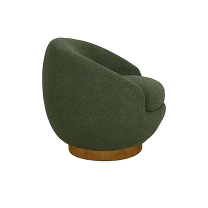 Jessel Shearling Sherpa Swivel Chair with Wood Base