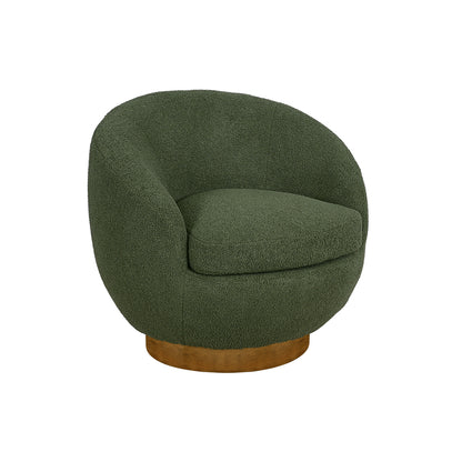 Jessel Shearling Sherpa Swivel Chair with Wood Base