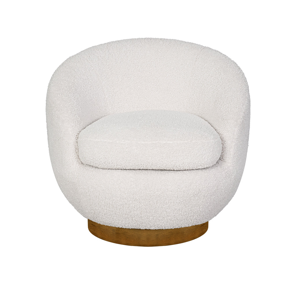 Jessel Shearling Sherpa Swivel Chair with Wood Base