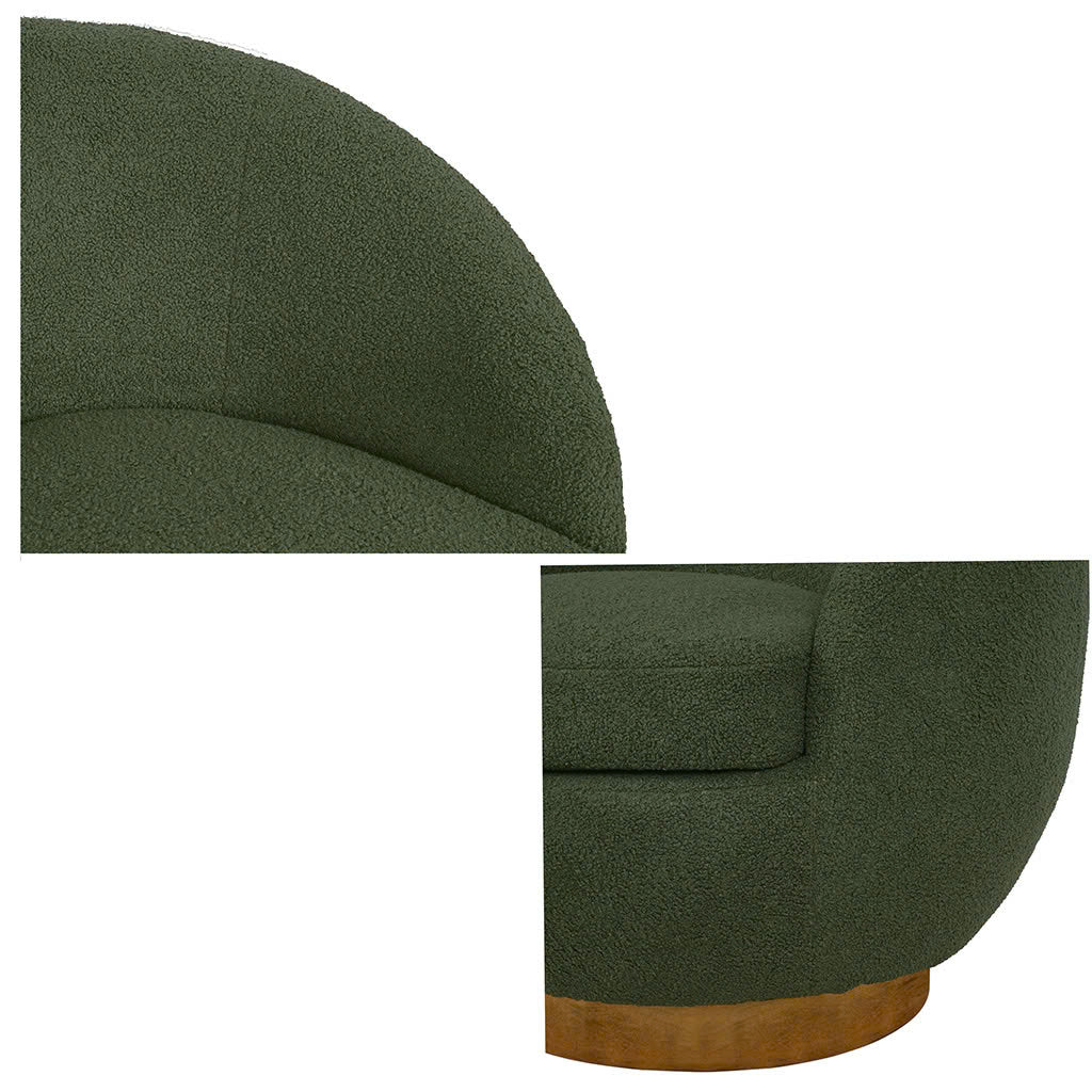 Jessel Shearling Sherpa Swivel Chair with Wood Base