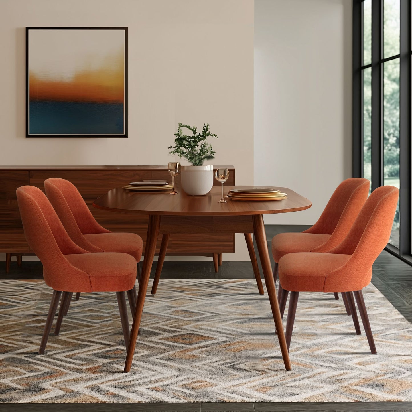 Nola Upholstered Dining Side Chairs with Cutout Back design (Set of 2)