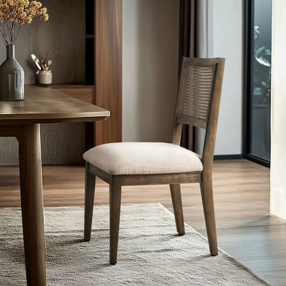 Kelly Rattan & Wood Dining Chair Set of 2