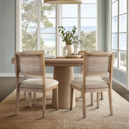 Kelly Rattan & Wood Dining Chair Set of 2
