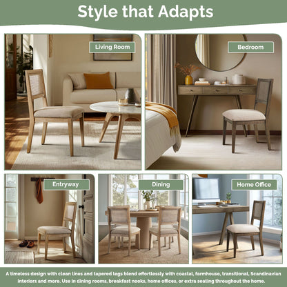 Kelly Rattan & Wood Dining Chair Set of 2