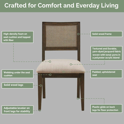 Kelly Rattan & Wood Dining Chair Set of 2