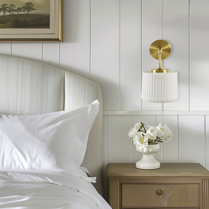 Luminex White Ceramic Wall Sconce with Adjustable Swing Arm