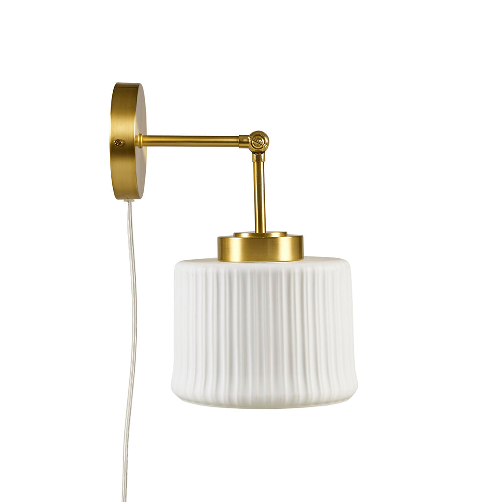Luminex White Ceramic Wall Sconce with Adjustable Swing Arm