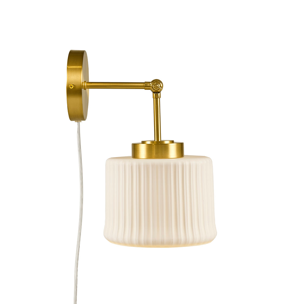 Luminex White Ceramic Wall Sconce with Adjustable Swing Arm
