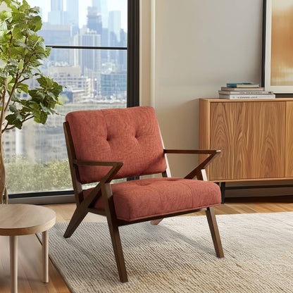 Rocket Upholstered Arm Chair with Angled Wood Frame