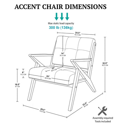 Rocket Upholstered Arm Chair with Angled Wood Frame