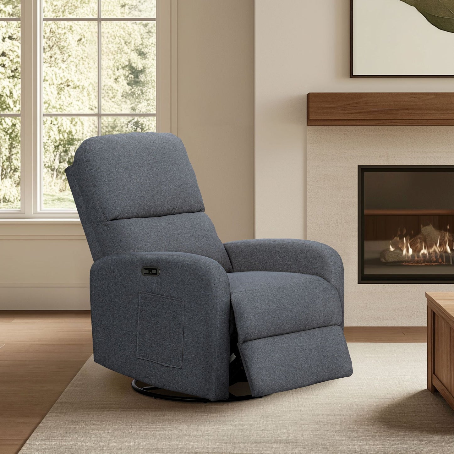 Dakota Power Recliner 3-in-1 with Swivel, Glider, USB Ports