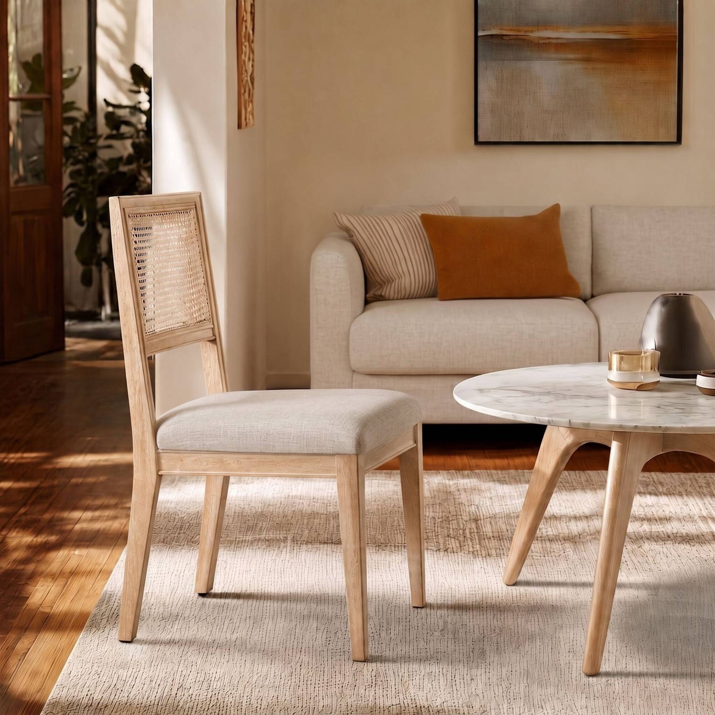 Kelly Rattan & Wood Dining Chair (Pack of 2)