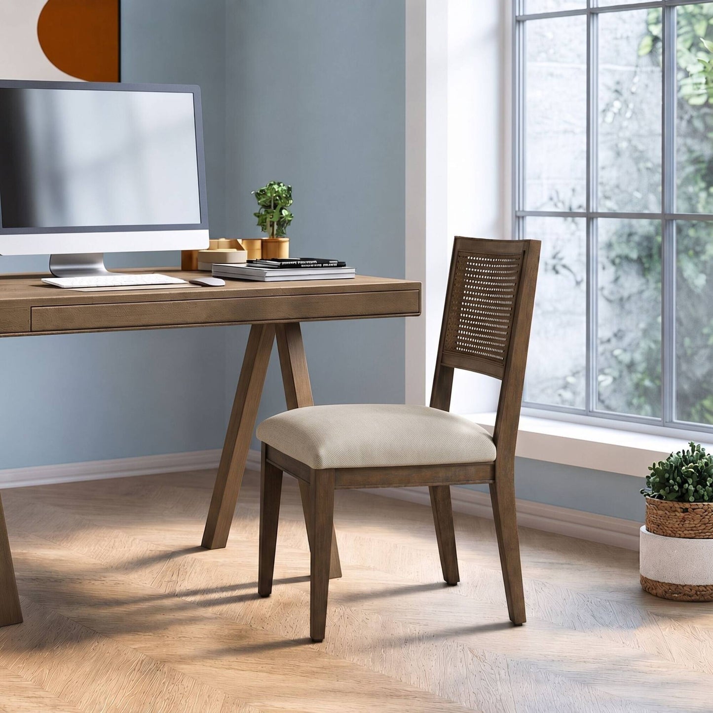 Kelly Rattan & Wood Dining Chair (Pack of 2)