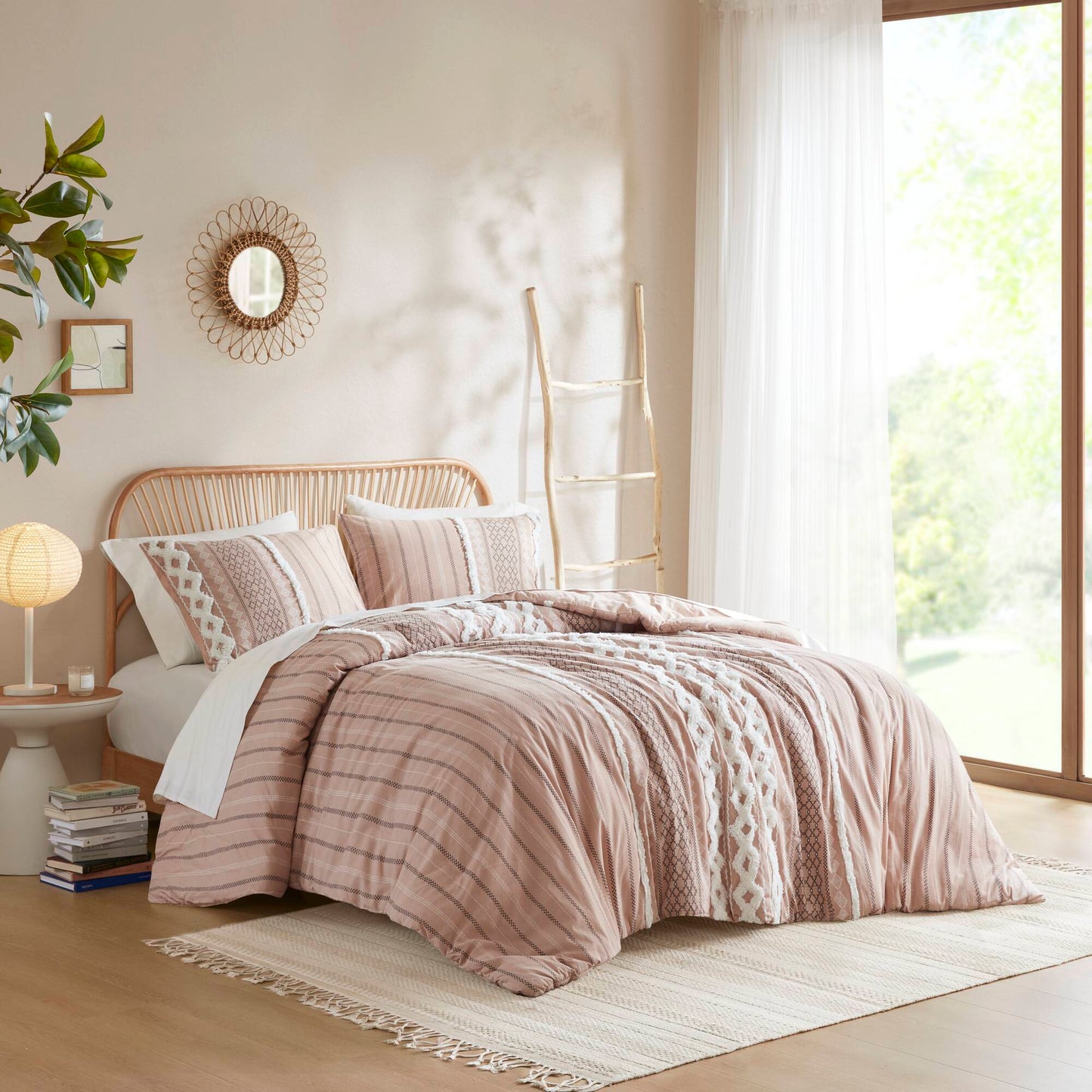 Imani Cotton Printed Duvet Cover Set with Chenille