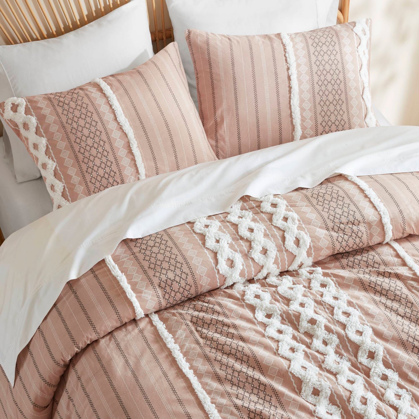 Imani Cotton Printed Duvet Cover Set with Chenille