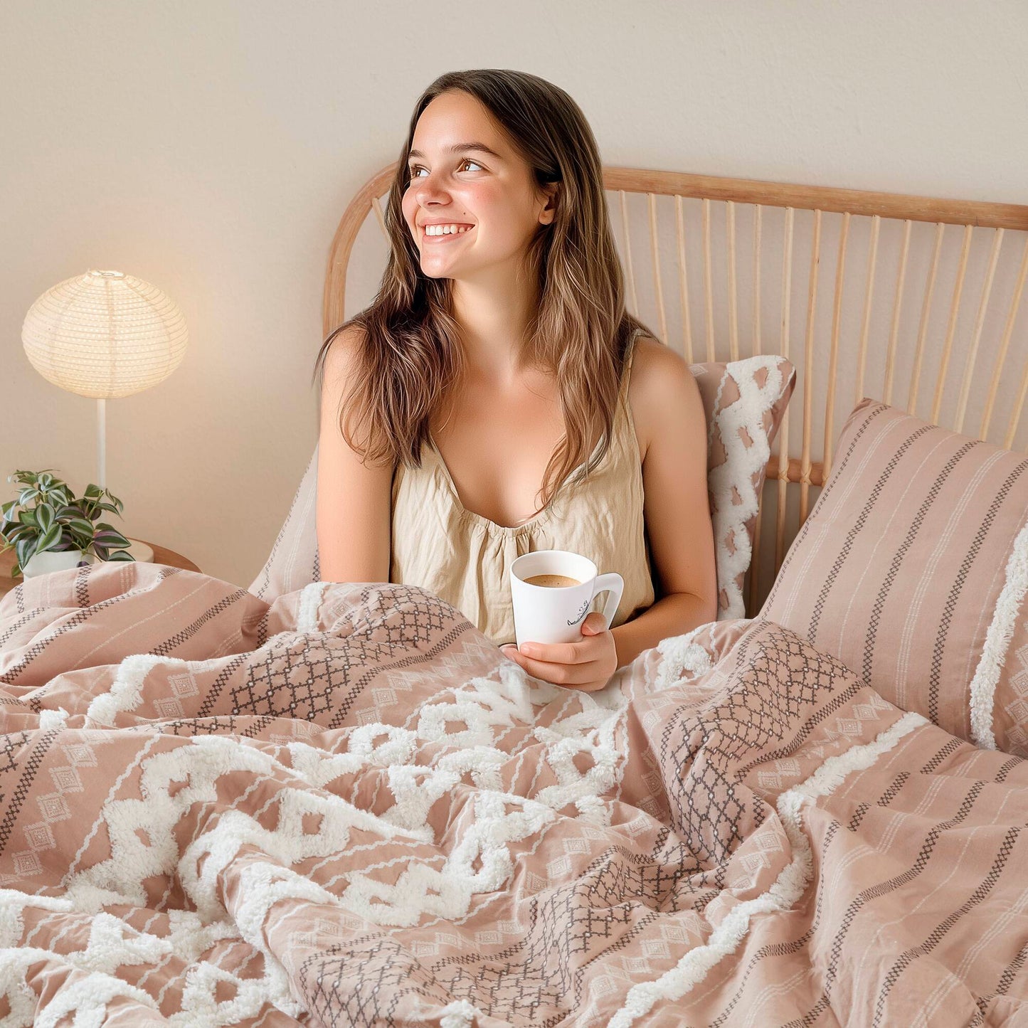 Imani Cotton Printed Duvet Cover Set with Chenille