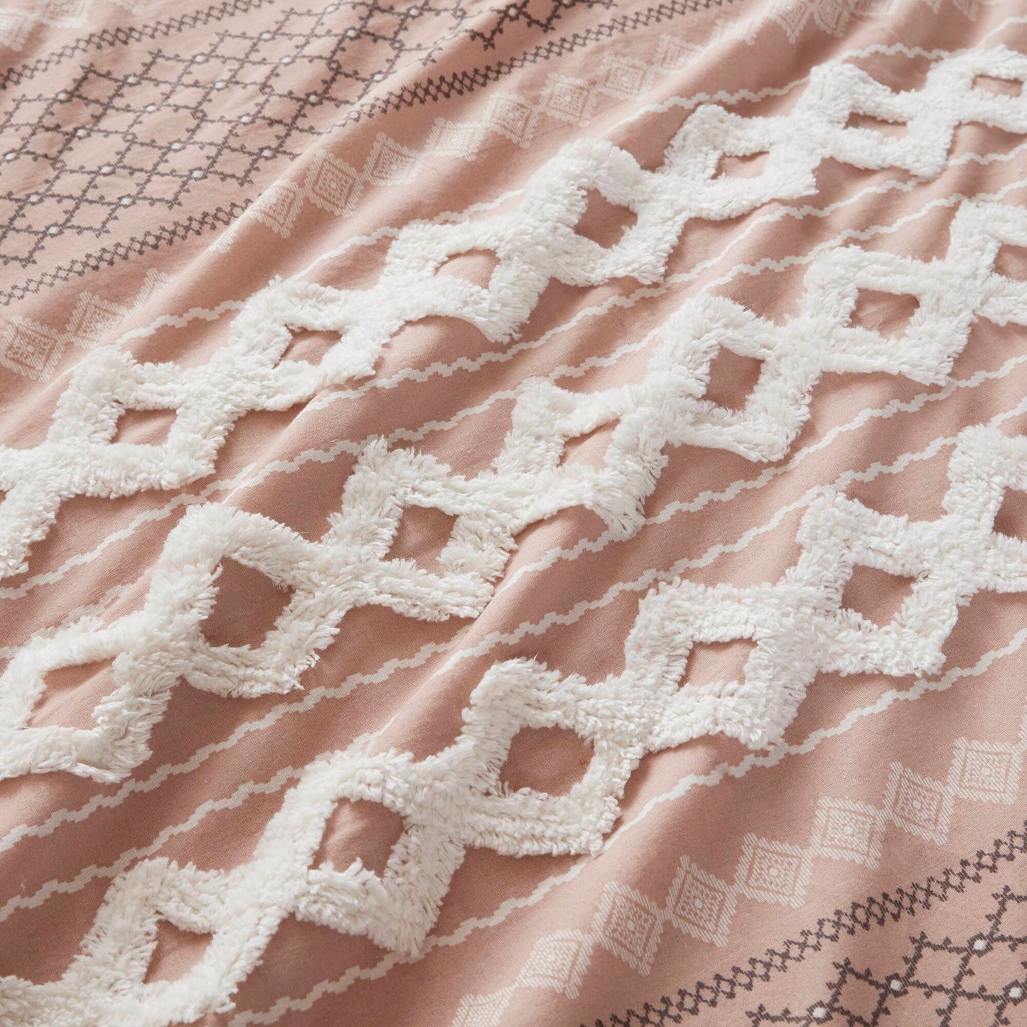 Imani Cotton Printed Duvet Cover Set with Chenille