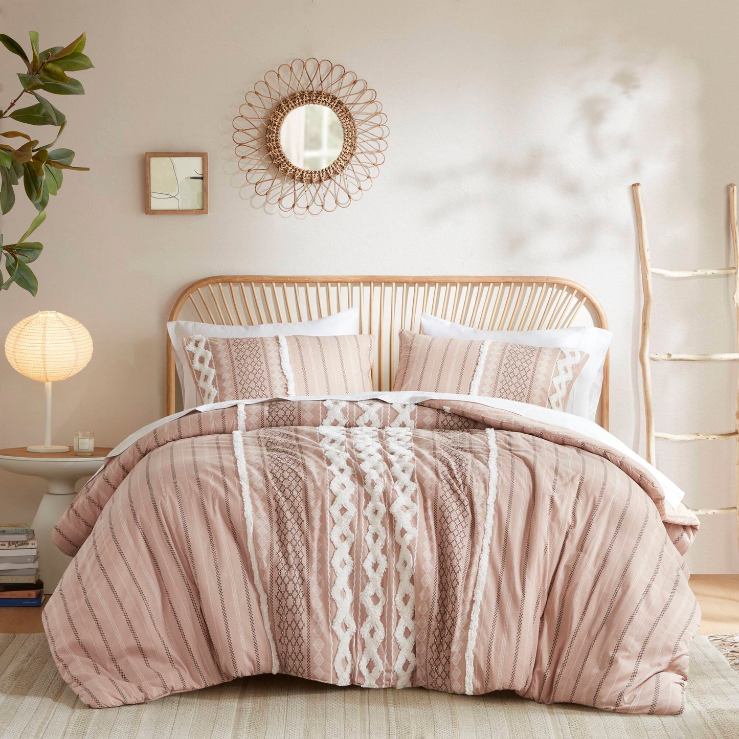 Imani Cotton Printed Duvet Cover Set with Chenille
