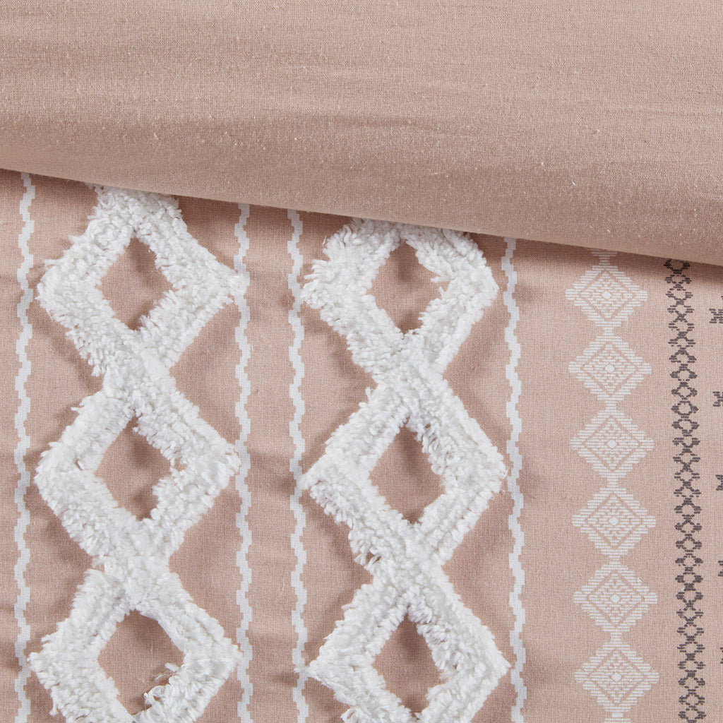 Imani Cotton Printed Duvet Cover Set with Chenille