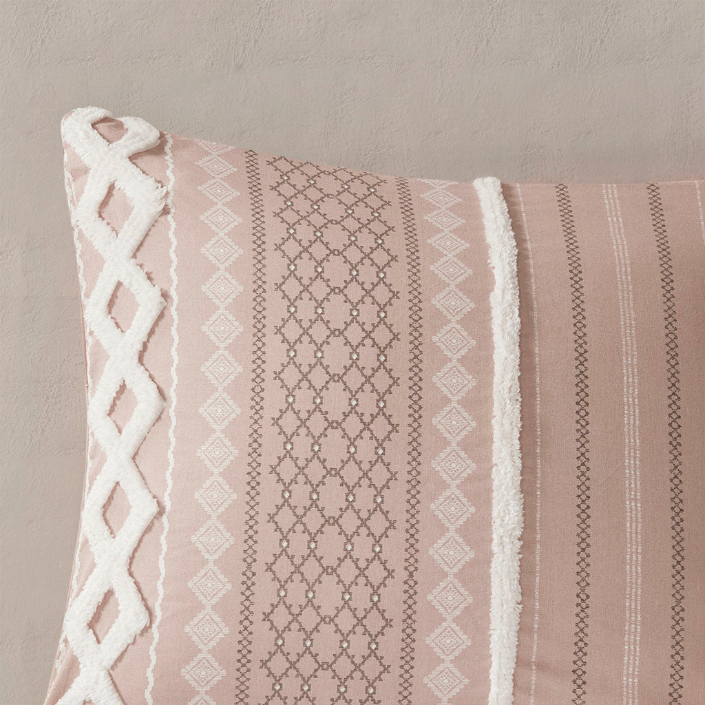 Imani Cotton Printed Duvet Cover Set with Chenille