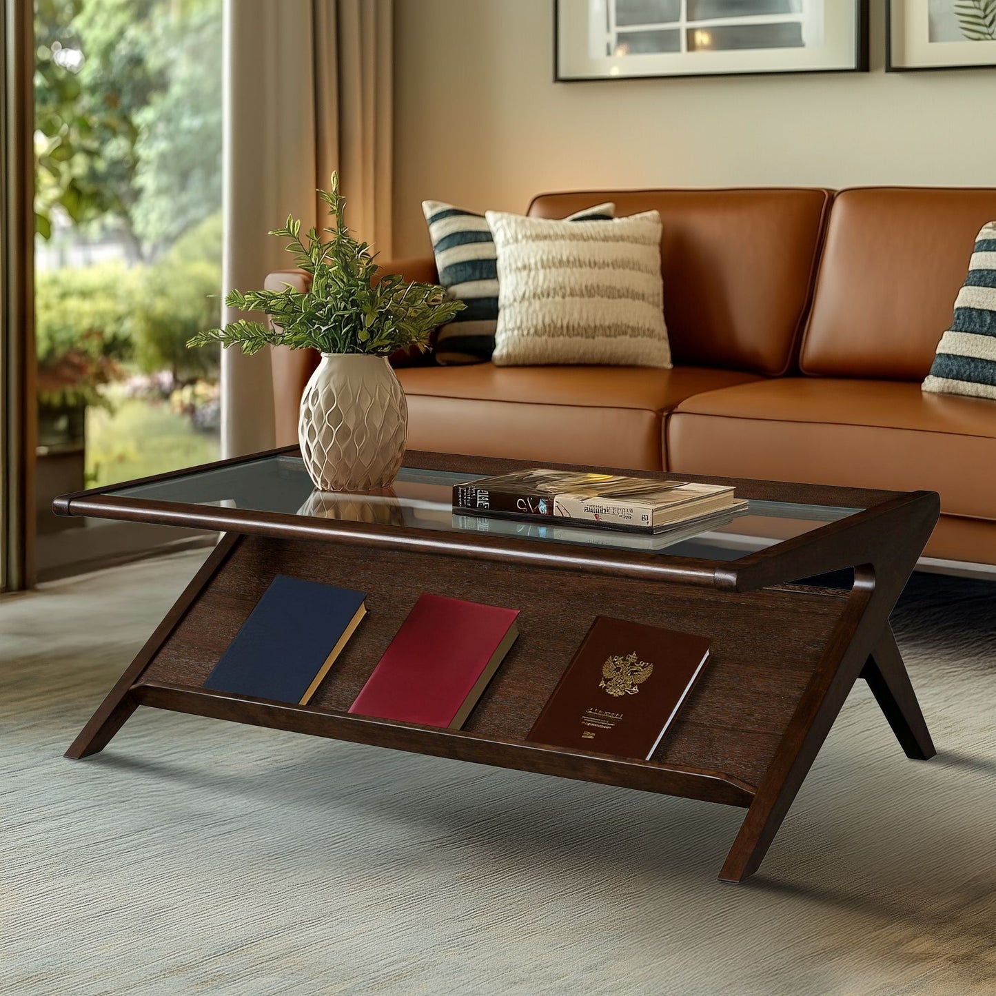 Rocket wood & tempered glass coffee table