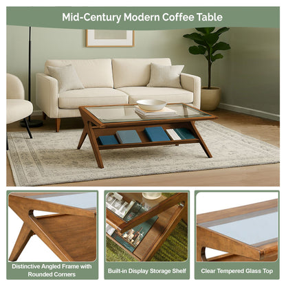 Rocket wood & tempered glass coffee table