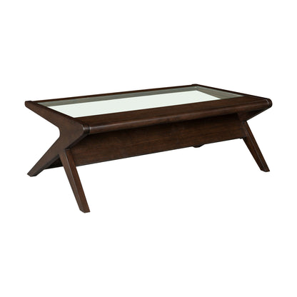 Rocket wood & tempered glass coffee table