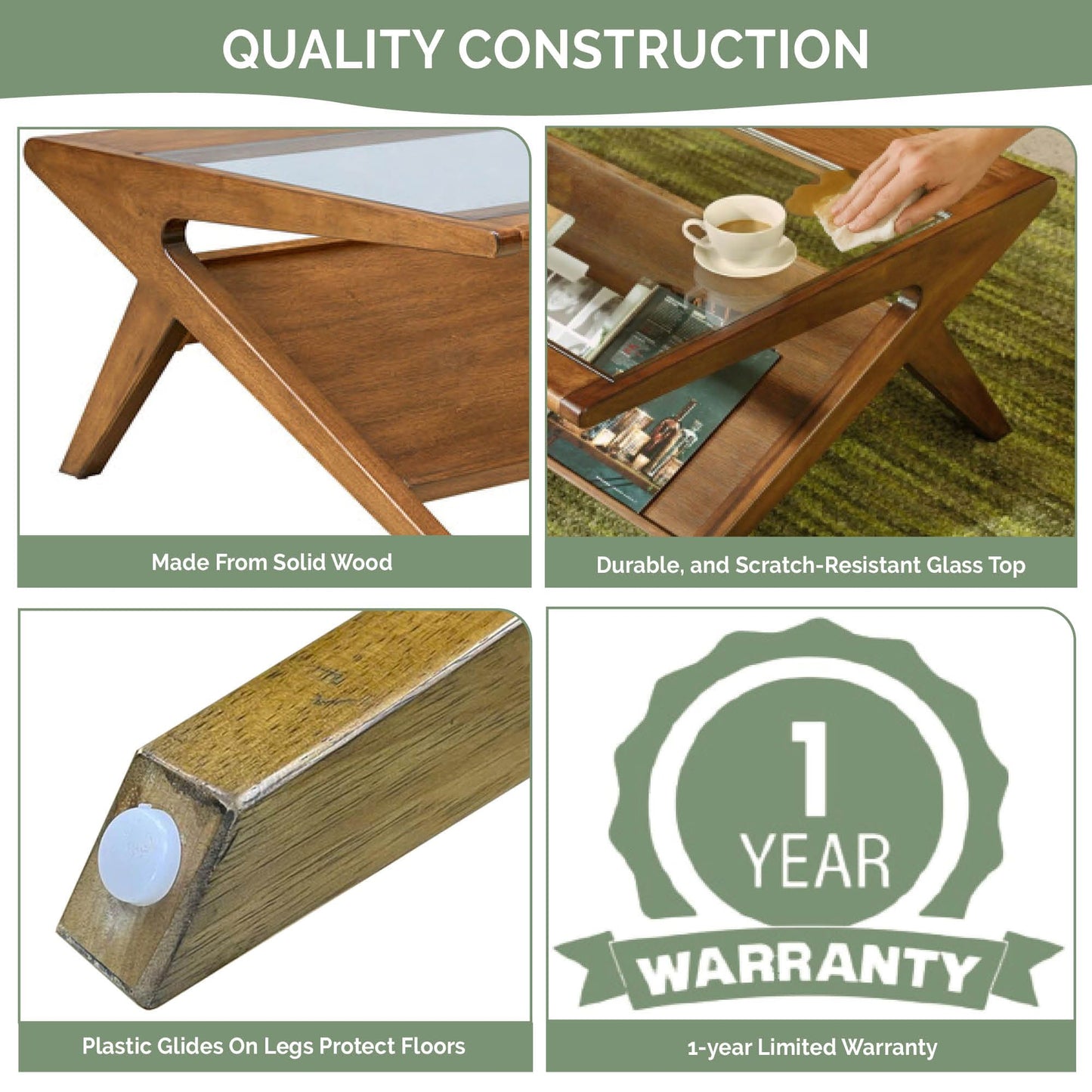 Rocket wood & tempered glass coffee table