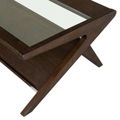 Rocket wood & tempered glass coffee table