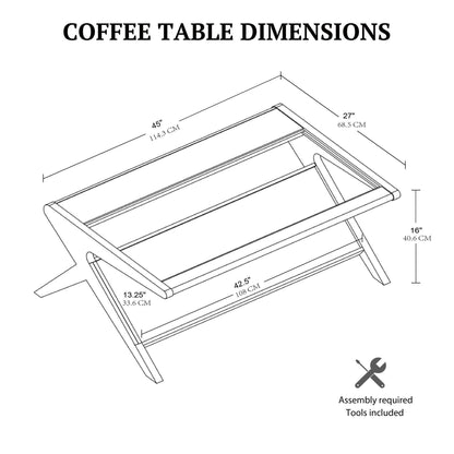 Rocket wood & tempered glass coffee table